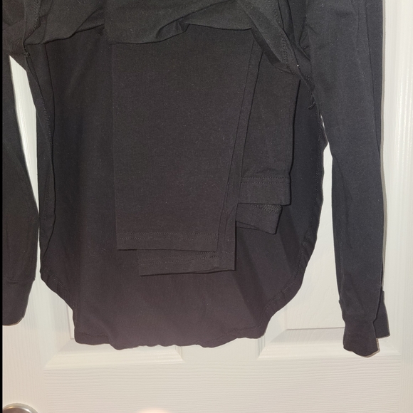 NWOT SHEIN 2 PEICE hooded high cut shirt with matching leggings Black - Picture 4 of 8